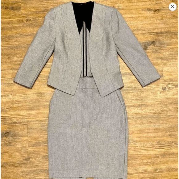 Express NWT Skirt And Blazer Suit Set Black White, Size 8, MSRP $165 - Picture 1 of 16